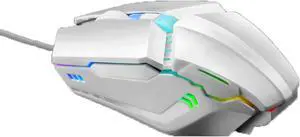 Mouse Gaming Mouse, 1600 DPI Wired Optical Mouse with 4 Buttons RGB Lighting Tilt Wheel Classic Black Computer Mouse