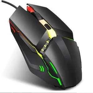 Computer Mouse Gaming Mouse, 1600 DPI Wired Optical Mouse with 4 Buttons RGB Lighting Tilt Wheel Classic Black Wireless mice
