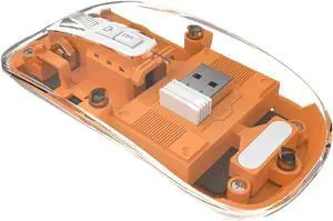 Orange | Wireletss Transparent Mouse 3 Modes Dual Bt +2.4Ghz 2400Dpi Adjustable Computer Mouse Rechargeable For Laptop/Maic/Chromebook New 2026 High For Reliable Electronic Component, Precision
