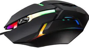Wired Gaming Mouse, Stylish and Handsome RGB Wired Gaming Mouse, Comfortable Grip, Light Weight, Fast Response, Support Laptop, Desktop, Portable and Sturdy (Black)