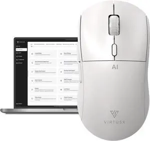 Virtusx AI Mouse, Jethro V1  AI Voice & Audio Recorder, Note Taking Mouse for Computer & Laptop with Centralized AI Software, AI Writing Tools, Voice Typing, Transcribe, Translate & Summarize