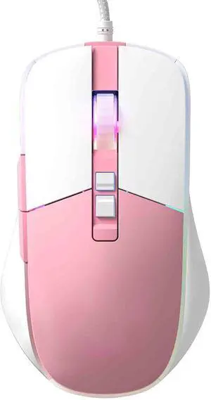 Computer Mouse for Laptop Wired Usb Optical Mouse Gaming Ergonomic Mice Lightweight Portable RGB Illuminated Comfortable Durable 1200DPI 1600DPI 2400DPI 3200DPI 4800DPI 7000DPI (127x75x42mm,Pink)
