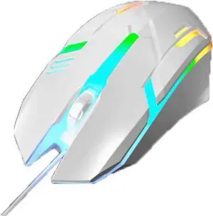 Computer Mouse Gaming Mouse Wired Optical Mouse 7-Color Cool Lights Ergonomic Mouse Optical Sensor Office Game cf Dedicated Black/White Wireless mice