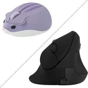 Wireless Mouse Ergonomic Vertical Mouse for Large Hands Rechargeable Big Quiet Silent Ergo Blue LED Light Carpal Tunnel Mice for PC Laptop Computer Macbook Office Gift,Purple Hamster Mice