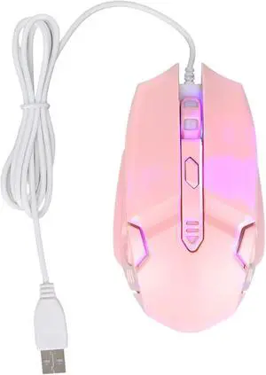 Gaming Mouse Wired USB Computer Mouse RGB Wired Gaming Mouse Computer Mouse Wired 4 Adjustable dpi Up to 3200 Ergonomic Mouse 6 Keys Pink/195