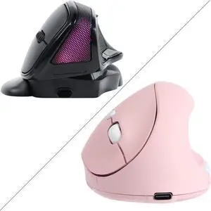 Wireless Mouse Ergonomic Vertical Pink Rechargeable Silent Upright Comfortable Carpal Tunnel Ergo Optical Cordless Mice for PC Laptop Computer Macbook Office Work Wrist Pain,Angle Adjustale Mouse