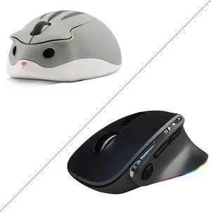 Wireless Mouse Cute Hamster Shape Less Noice Portable Mobile Optical Cordless Mouse for PC Laptop Computer Notebook Girl Boy Men Women Gift ,Bluetooth Vertical Mice with Double Click Key
