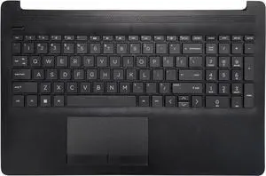 Laptop US Keyboard Compatible for HP 15T-DA000 15T-DA100 15T-DA200 15-DA0300TX 15-DA0012DX 15-DA0014DX 15-DA0073WM 15-DA0053WM Palmrest Upper Cover No TouchPad No Backlit Black
