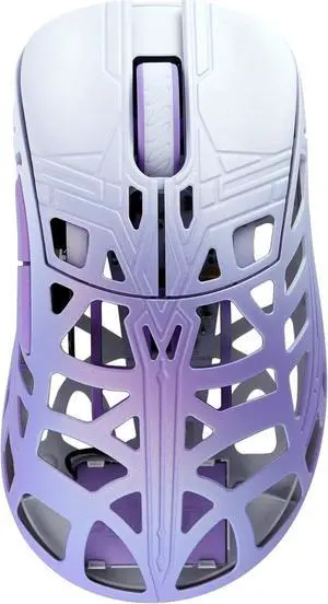 KEEBMONKEY WLMOUSE Sword X Lightweight Magnesium Alloy Wireless Gaming Mouse - 8KHz Polling Rate, PAW3950 HS Sensor, 50-30000 DPI, OM & TTC Switches (OM Opticals, White&Purple)