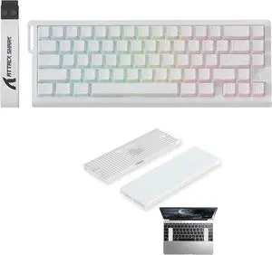 ATTACK SHARK X68PRO HE 60% Magnetic Switch Gaming Keyboard with 8000Hz Polling Rate, Rapid Trigger, Tri-Mode Connection & RGB, Bundle with External Keyboard Stand for Split Laptop Layout-White