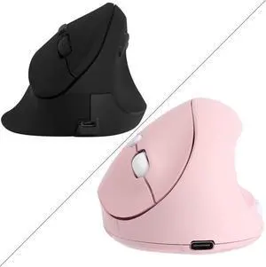 Wireless Mouse Ergonomic Vertical Mice for Large Hands Rechargeable Big Quiet Silent Ergo Blue LED Light 3600DPI Carpal Tunnel Comfortable Cordless Mice,Pink Ergonomic Vertical Silent Mouse Gift
