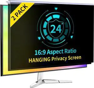 [2-Pack] 24 Inch Computer Privacy Screen for 16:9 Computer Monitor, Anti-Blue Light Monitor Privacy Screen Filter, Anti-UV Computer Screen Privacy Shield, Universal 23.6'', 23.8'', 24''