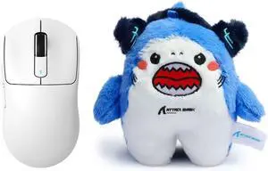 ATTACK SHARK X3 Wireless Gaming Mouse + Official Mascot Plush Bundle for Gamers-White