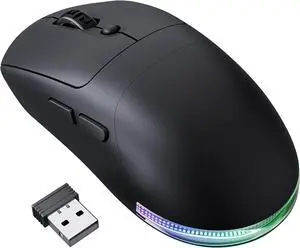Tmice Wireless Gaming Mouse, Bluetooth/2.4G/Wired Type-C, Adjustable 6 DPI Levels (800-7200), 6 RGB Lighting Modes, Built-in 500mAh Battery, 24H Continuous Use, for PC, Mac, and Gaming Consoles (CM83)