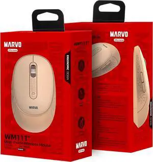 MARVO WM111PK Wireless Mouse Bluetooth 5.2 and 2.4GHz 6 Programmable Buttons 1600DPI Ergonomic Pink