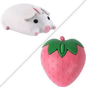 Wireless Mouse Cute Pig Design Bluetooth Dual Mode Portable Compact Lightweight Silent Optical Kawaii Mice Kids Girls Student School Office Gift White,Cute Strawberry Shape Wireless Bluetooth Mice