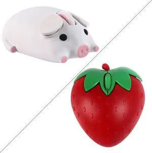 Wireless Mouse Cute Pig Design Bluetooth Dual Mode Portable Compact Lightweight Silent Optical Kawaii Mice Kids Girls Student School Office Gift White,Cute Red Strawberry Shape Wireless Bluetooth Mice