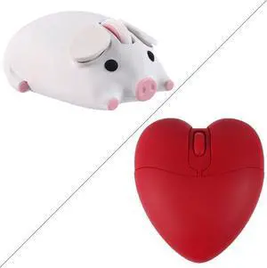 Wireless Mouse Cute Pig Design Bluetooth Dual Mode Portable Compact Lightweight Silent Optical Kawaii Mice Kids Girls Student School Office Gift White,Cute Red Love Heart Shape Wireless Bluetooth Mice