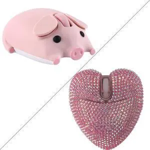 Wireless Mouse Cute Pig Design Bluetooth Dual Mode Portable Compact Lightweight Silent Optical Kawaii Mice Kids Girls Student School Office Gift ,Cute Love Heart Shape Wireless Bluetooth Mice