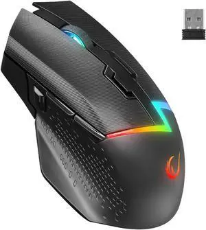 Rampage Drop M3 Wireless RGB Gaming Mouse  10,000 DPI, Dual Mode Wired/Wireless, 600mAh Rechargeable Battery, RGB Backlit, 8D Macro Programmable Buttons, 2.4GHz Connection (Black)