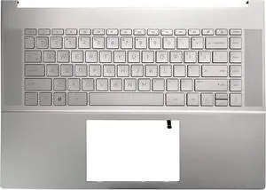 Laptop US Keyboard Compatible for HP Envy 16-H 16-H0000 16-H1000 16T-H0000 16-H0055CL 16-H1023DX 16-H1053DX N12772-001 AM3RU000230 DJM2002AE001 Backlit Silver Palmrest Upper Cover