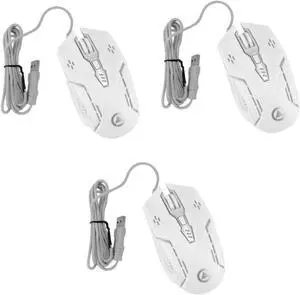 3 Wired Mouse White High Performance G5 Abs Illuminated Computer/6 (Color: Whitex2pcs Size: 12x6.6cmx2pcs) (Whitex3pcs 12x6.6cmx3pcs)