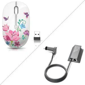 Wireless Mouse with Nano Receiver for PC & Starlink Ethernet Adapter for Wired External Network Gen2
