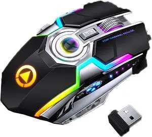 Gaming Mouse Wireless Mouse USB Wireless Mice PC Laptop Computer Cordless Mouse with Receiver Wireless for Optical Rechargeable Black 1257835mm