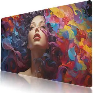 Durable and Washable Oil Painting Designed Mouse Pad 35.5 x 16 Inch, Non-Slip Rubber Base, Ideal for Easy Typing and Gaming