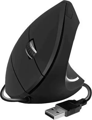 Glide Vertical Ergo Wired Mouse Black, Black/White