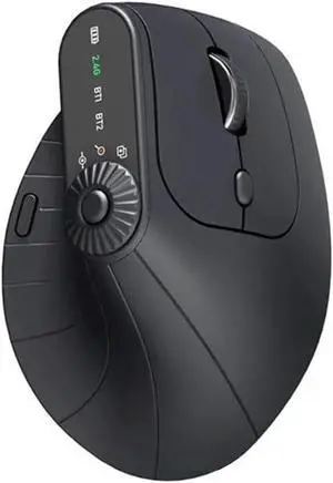 Ergonomic Triple-Connect Wireless Mouse,Wireless Ergonomic Vertical Mouse with Adjustable DPI 1000-2400, Screen Display, Multi-Knob & Type-C Charging (Black)