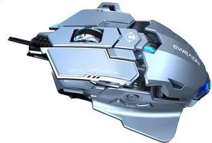 Professional Gaming Mouse, 12800 DPI Optical Sensor, RGB Lighting, Aluminum Chassis, Silver Gray, with Macro Programming and Retractable Wing Professional Gaming Mouse, 12800 DPI Optical Sensor, RGB Lighting, Aluminum Chassis, Silver Gray, with Macro Programming and Retractable Wing