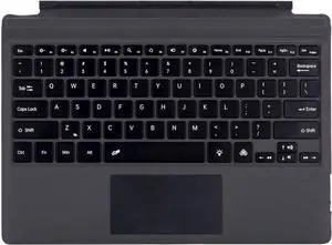 Wireless Keyboard for Microsoft Surface Pro7 Pro6 Pro5 Pro4 Pro3, Magnetic Detachable BT Keyboard with 7-Color LED Backlit Ultra-Slim Rechargeable Battery Multi-Touch, Black