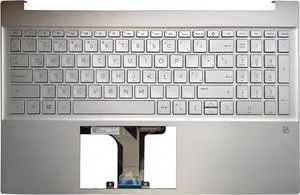 Laptop Latin Keyboard Compatible for HP Pavilion 15-EG 15-EH TPN-Q246 TPN-Q245 15-EG0010NR 15-EG0015CL M08912-001 N02262-001 Palmrest Upper Cover Backlit with SD No Fingerprint Hole