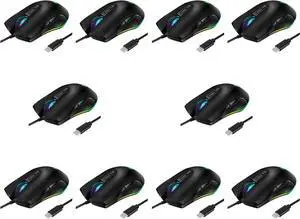 10X USB C Mouse Type C Ergonomic Wired Mouse RGB Gaming Mouse Optical Mouse