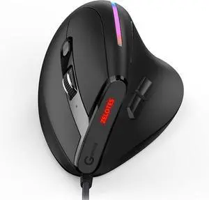Mewmewcat Optical Indicator T-50 Vertical Mouse Wired Mouse 9 Keys RGB Optical Mouse 6 Gear DPI Ergonomic Design Black/584