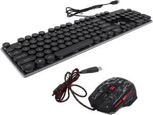 Rainbow Backlit Gaming Keyboard and Mouse Set Ergonomic USB Gamer Combo RGB LED Lighting for PC and Laptop