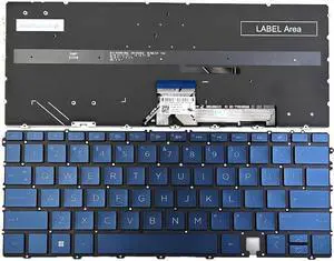 Replacement Backlit Keyboard for HP Spectre x360 14-EF0000 14-EF0013DX 14-EF0018CA 14-EF0747NR 14-EF1047NR 14-EF2013DX TPN-C155 14-EF Series Laptop US Blue