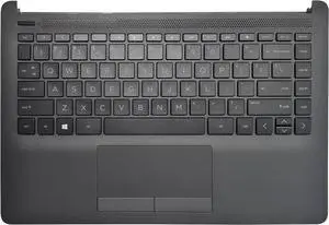 Laptop US Keyboard Compatible for HP 14S-CF1000 14S-CF2000 14-CF0013DX 14-DK0000 14-DK0600 14-DK0400 with Backlit TouchPad Palmrest Upper Cover 6070B1751308 6070B1751306 (Gray)