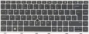 Laptop Replacement Keyboard for HP ZBook 14u G5 G6, Elitebook 840 G5/G6, 846 G5/G6, 745 G5 /G6, L11307-031 L14377-031, Backlit (UK GB Layout, Silver Frame)