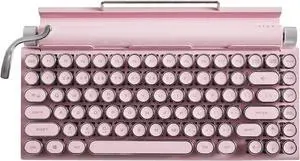 Vintage Typewriter,Type Writer, Bluetooth Wireless Mechanical Keyboard, Multi Devices Connection for PC/MAC/Laptop/Tablet/Phone,Woodcolor(Color:Pink)