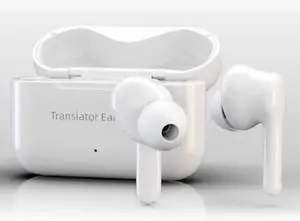 Translator Earpiece, Voice Language Translation Headset Dual Mic Noise Reduction Real Time 5.0 Translation Earbuds (White)