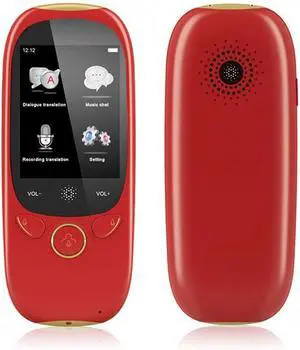 Smart Offline Language Translator Device, Portable Instant Voice Translator Two Way WiFi for 12 Languages for Online 77 Languages 2.0Inch HD Touch Screen,Red,