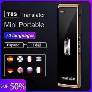 Portable Mini Wireless Smart Translator 70 Languages Two-Way Real Time Instant Voice Translator APP Bluetooth (Color : Brown) Hello (Black) Elegant Vision