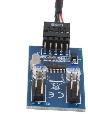 Motherboard 9-pin USB connector to 2 male adapter card USB2.0 9-pin to dual 9-pin connector splitter