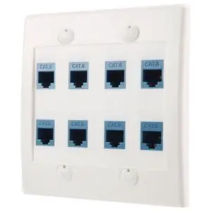 Ethernet Wall Plate 8 Ports Dual Group 6 RJ45 Keystone Jack Network Cable Panel Female to Female Ethernet Wall Plate 8 Ports Dual Group 6 RJ45 Keystone Jack Network Cable Panel Female to Female