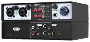 2 in 2 out USB audio interface recording sound card 32Bit/384KHZ studio recording professional sound card 48V power supply