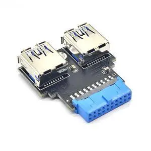 FOR USB Adapter HUB Header 19Pin to USB Connector 2 Port USB3.0 Converter PCB Board PC Motherboard Mainboard 19 Pin Extend USB Riser FOR USB Adapter HUB Header 19Pin to USB Connector 2 Port USB3.0 Converter PCB Board PC Motherboard Mainboard 19 Pin Extend USB Riser