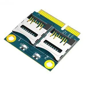 FOR Mini PCIE to Dual Micro SD TF Card T-Flash Reader Adapter Riser with Metal Extender Bracket Support Half/Full Size for Laptop PC FOR Mini PCIE to Dual Micro SD TF Card T-Flash Reader Adapter Riser with Metal Extender Bracket Support Half/Full Size for Laptop PC