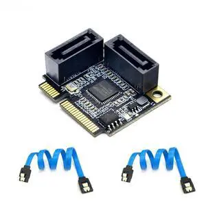 FOR 2 Ports Mini PCI-E PCI Express to SATA 3.0 Converter Hard Drive Extension Card with SATA Cable for PC Computer Add On Cards SATA FOR 2 Ports Mini PCI-E PCI Express to SATA 3.0 Converter Hard Drive Extension Card with SATA Cable for PC Computer Add On Cards SATA